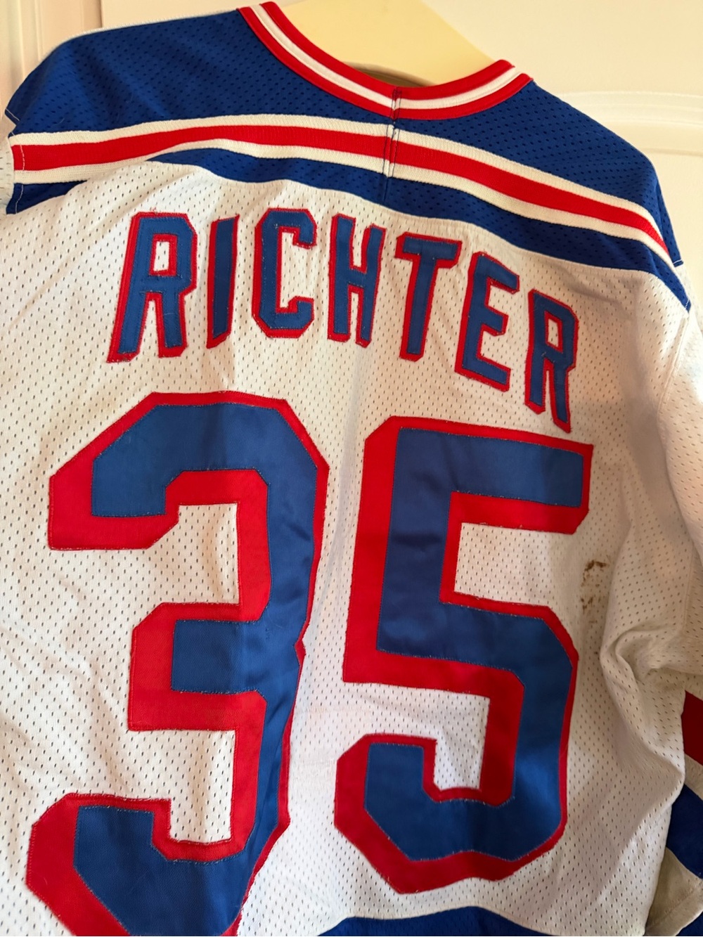 White, Blue & Red Men's Hockey-Style Sweater Mike Richter vintage jersey - Picture 7 of 9
